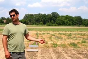 Steven Mirsky explaining his research on no-till organic farming